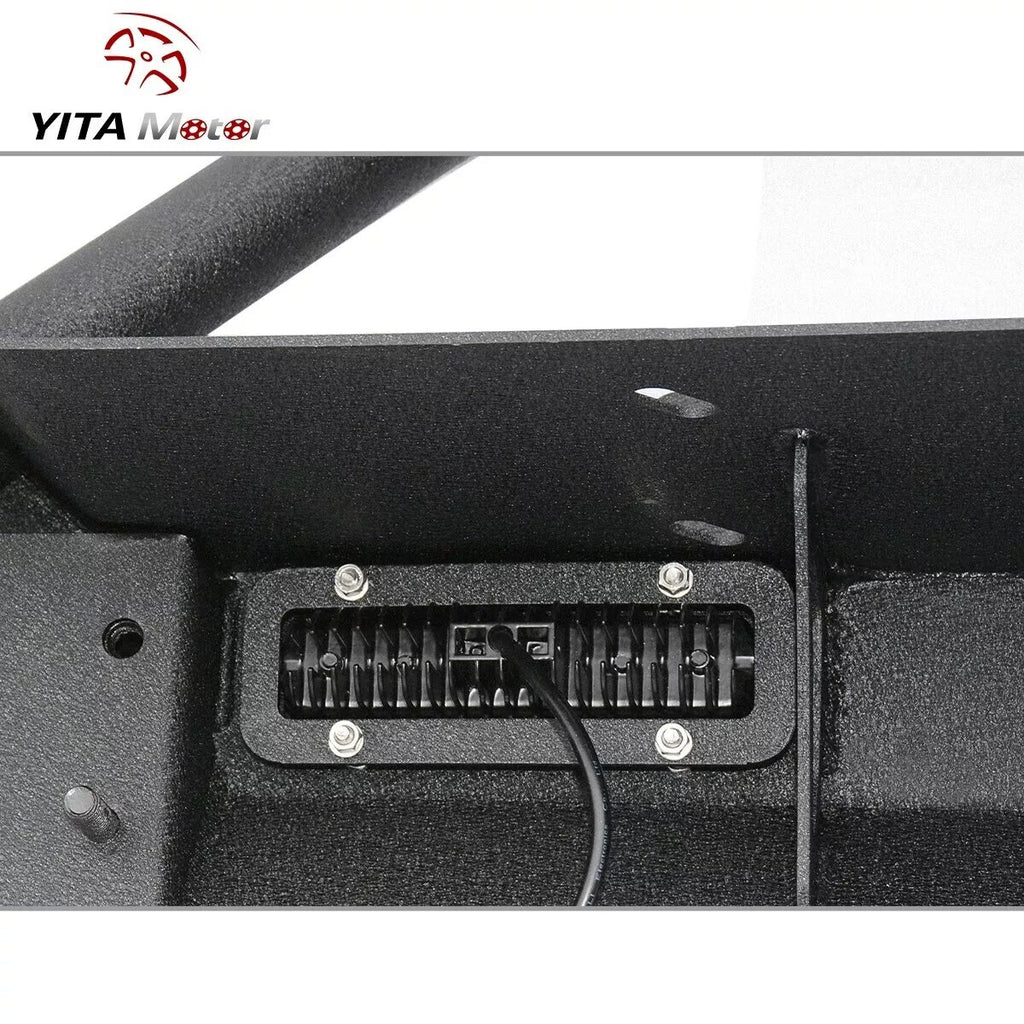 YITAMOTOR® for 1987-2006 Jeep Wrangler TJ YJ Steel Front Bumper w/ Winch Plate & Led Lights