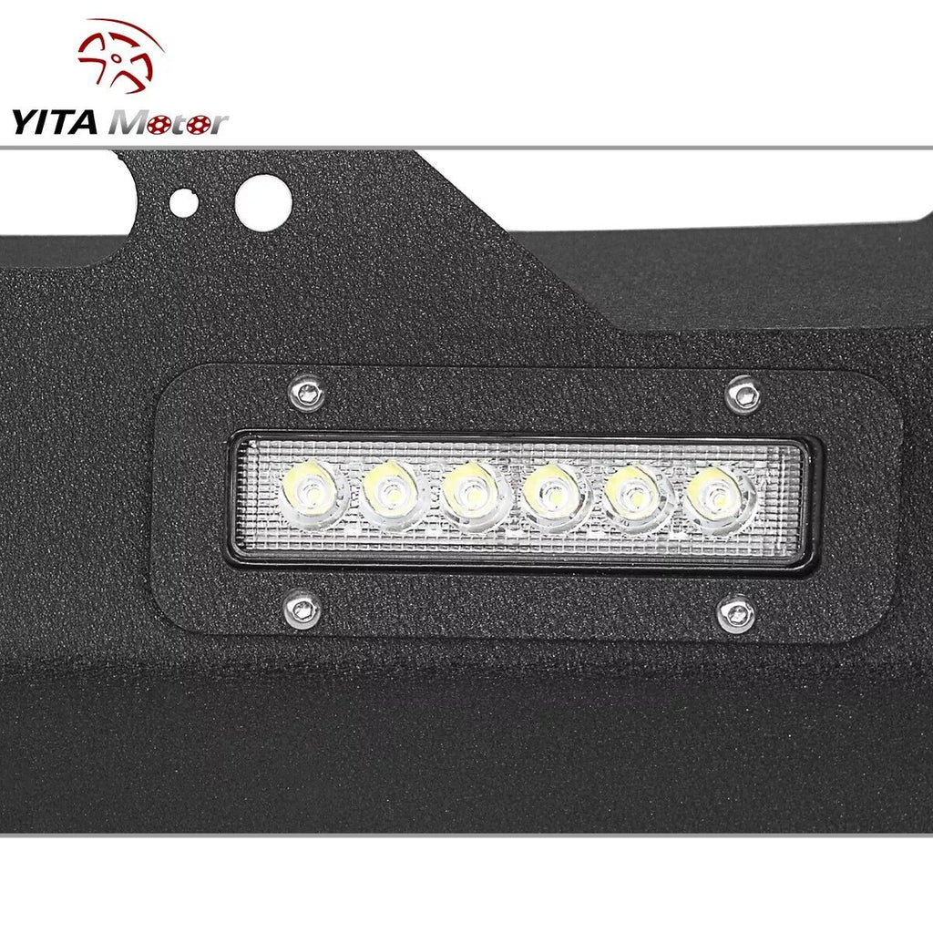 YITAMOTOR® for 1987-2006 Jeep Wrangler TJ YJ Steel Front Bumper w/ Winch Plate & Led Lights