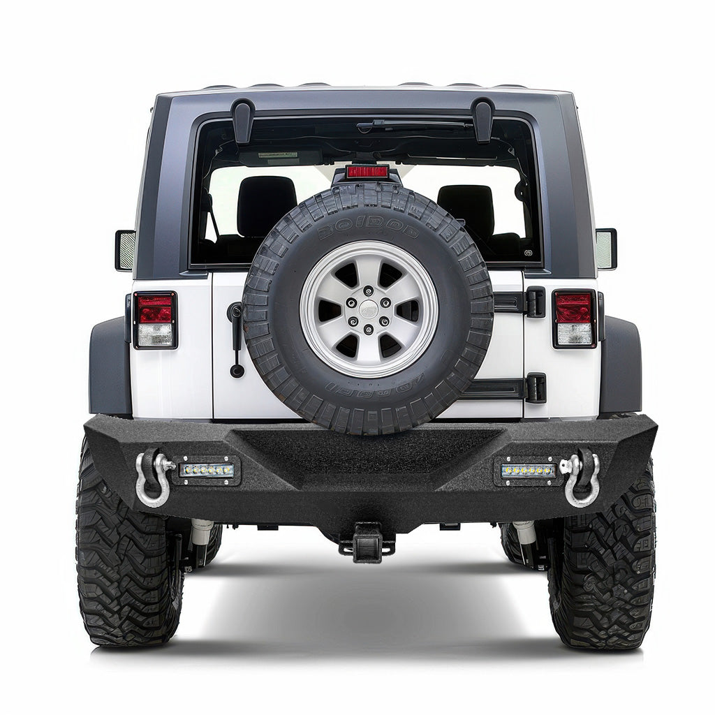 YITAMOTOR® Rear Bumper For 07-18 Jeep Wrangler JK and JK Unlimited with Built-in Led lights & D-rings