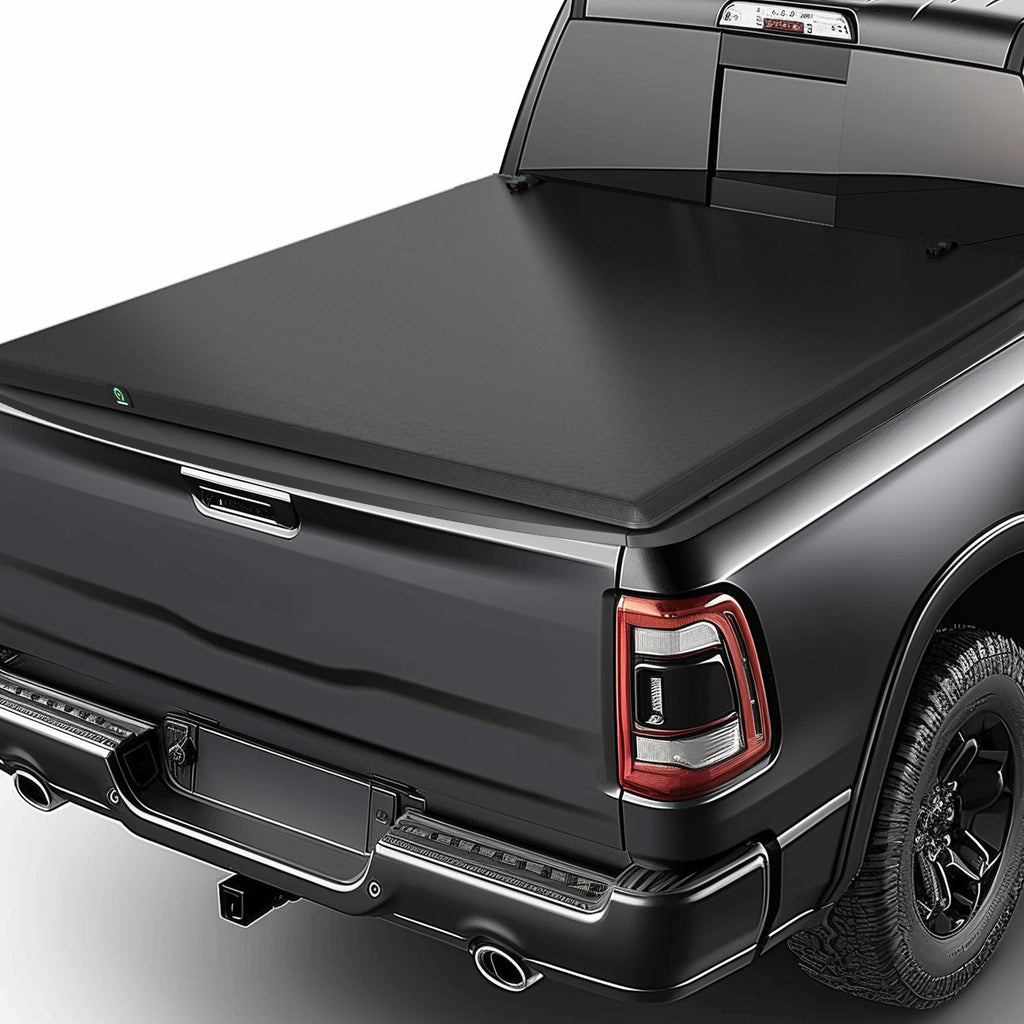 YITAMOTOR® Soft Quad-fold Truck Bed Tonneau Cover Compatible with 2002-2024 Dodge Ram 1500 (Classic & New), 2003-2024 Dodge Ram 2500 3500 6.4ft Bed without Rambox