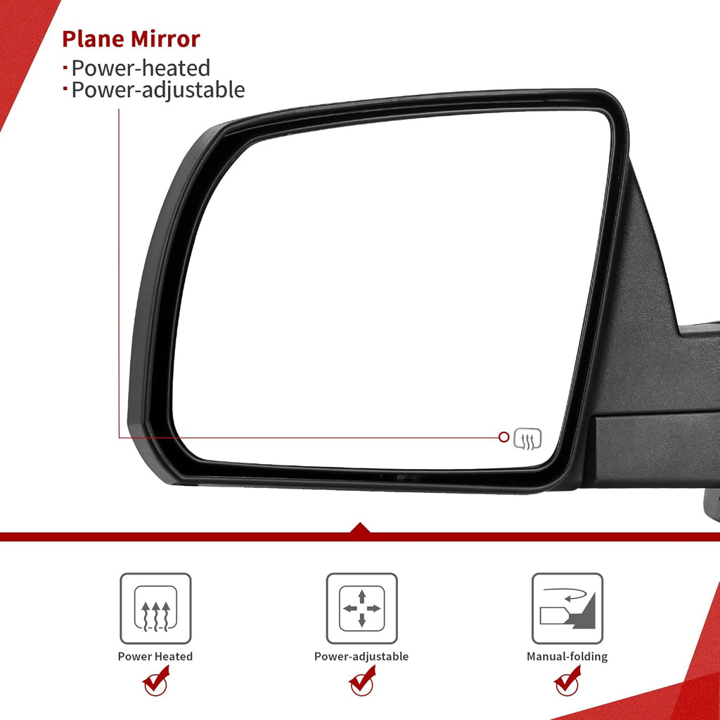 YITAMOTOR® Left Driver Side Mirror for 2007-2013 Toyota Tundra, Power Heated Manual Folding