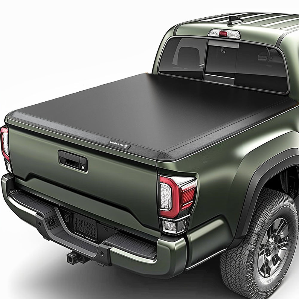 YITAMOTOR® Soft Tri-Fold 2005-2015 Toyota Tacoma, Fleetside 6 ft Bed with Deck Rail System Truck Bed Tonneau Cover