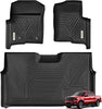 YITAMOTOR® Custom Fit Black TPE All-Weather Floor Mats for 2010-2014 Ford F-150 SuperCrew/Crew Cab, 1st & 2nd Row Protection