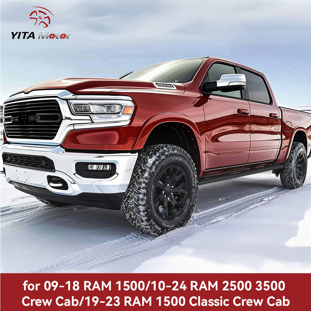 YITAMOTOR® 2009-2018 Dodge Ram 1500, 2010-2024 Ram 2500/3500 Crew Cab, estribos laterales de 6"