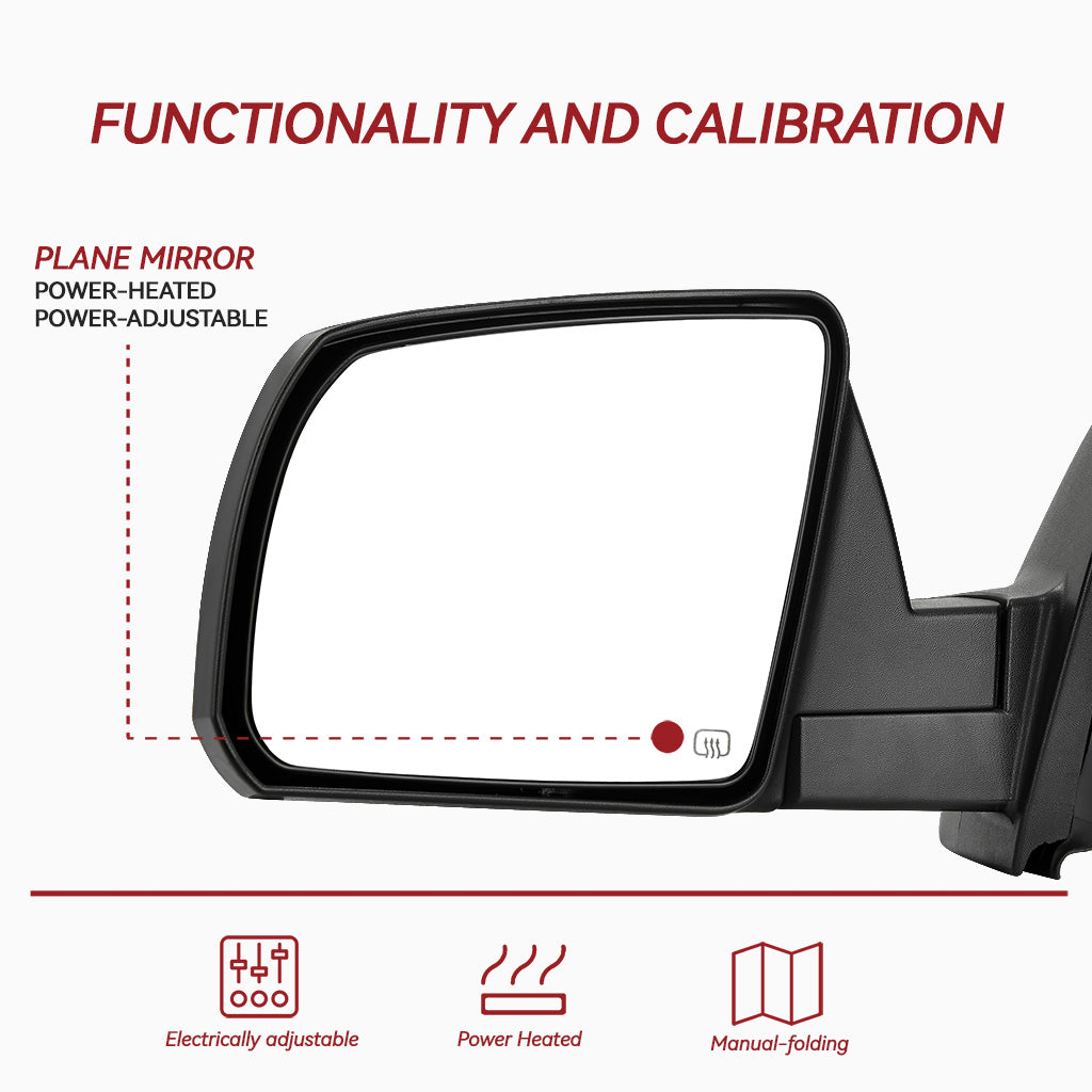 YITAMOTOR® Left Driver Side Mirror for 2007-2013 Toyota Tundra, Power Heated Manual Folding