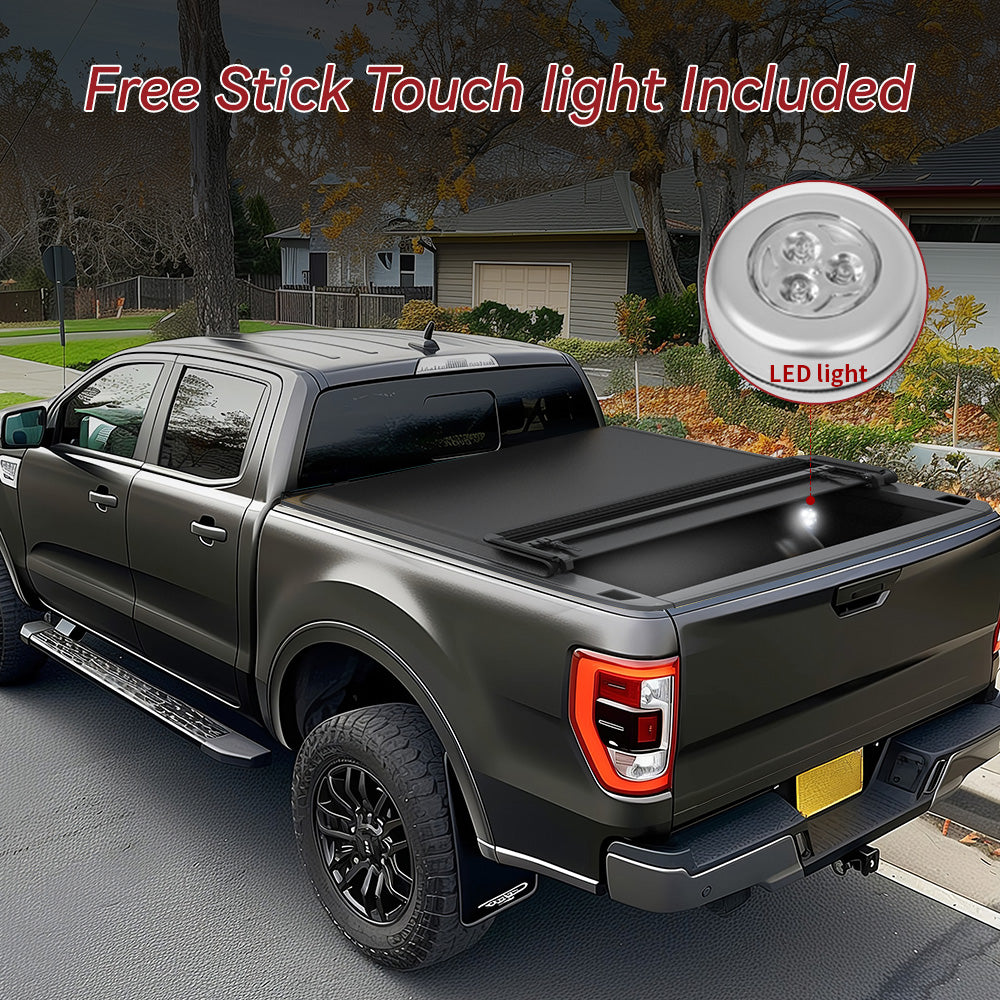 YITAMOTOR® 2016-2023 Toyota Tacoma (Excl. Trail Edition) Fleetside Caja de 5 pies Cubierta de plataforma de camioneta suave de tres pliegues con sistema de rieles de cubierta