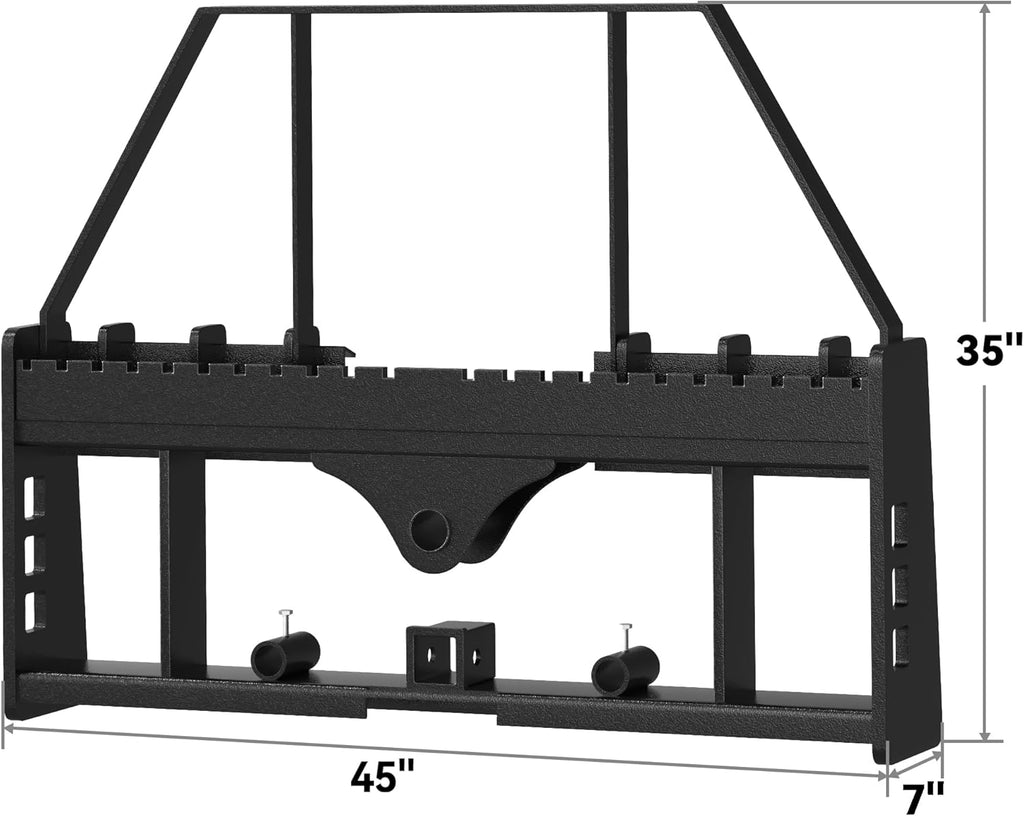 4000lbs Pallet Fork Frame Attachment, 45" Skid Steer Pallet Fork Frame with 2" Hitch Receiver & Spear Sleeves for Loaders Tractors Quick Tach Mount