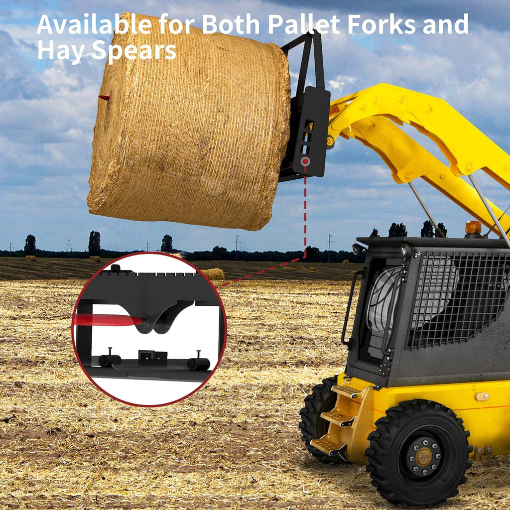 4000lbs Pallet Fork Frame Attachment, 45" Skid Steer Pallet Fork Frame with 2" Hitch Receiver & Spear Sleeves for Loaders Tractors Quick Tach Mount