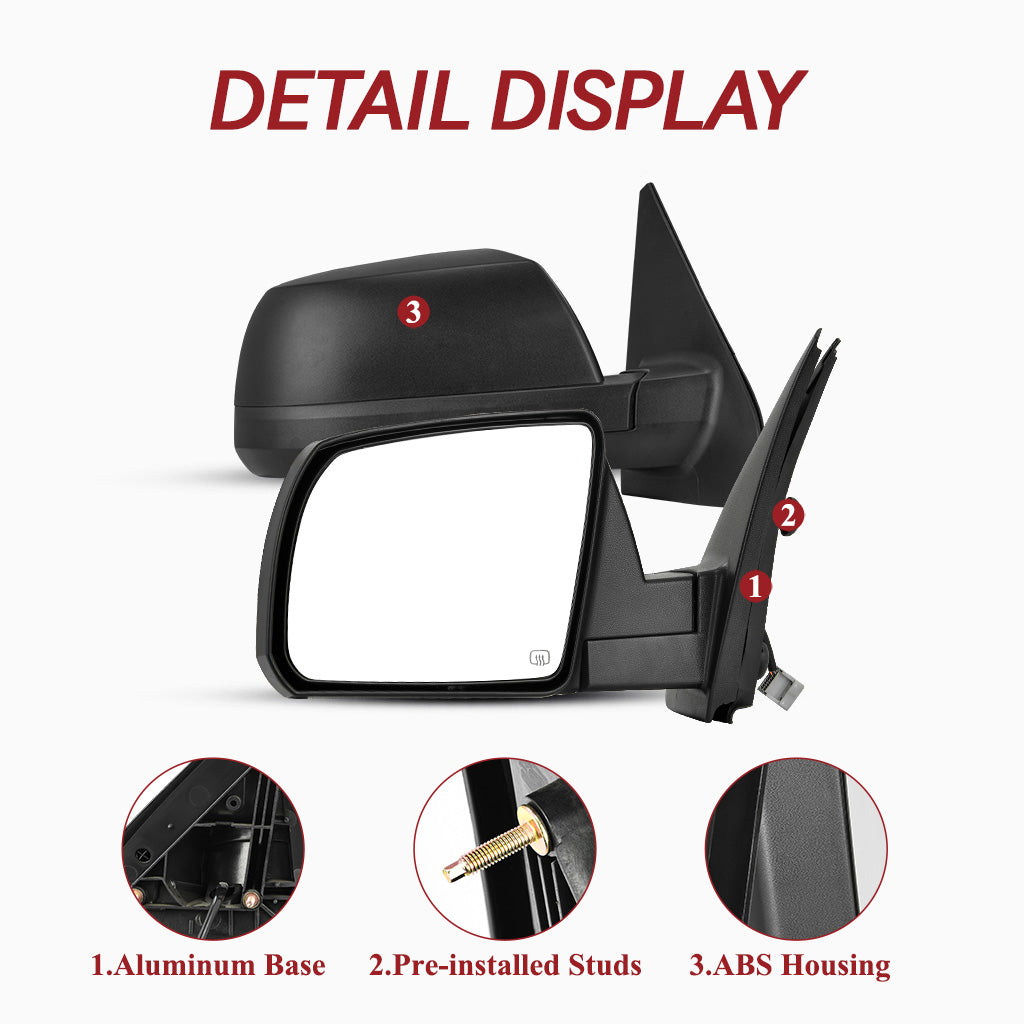 YITAMOTOR® Left Driver Side Mirror for 2007-2013 Toyota Tundra, Power Heated Manual Folding