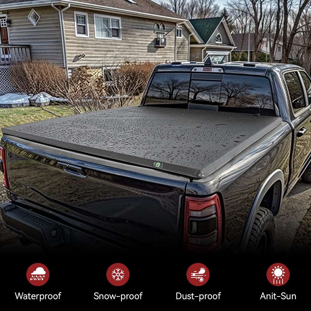 YITAMOTOR® Soft Tri-fold Truck Bed Tonneau Cover Compatible with Jeep Gladiator JT 2020 2021 2022 2023 2024 5 ft Bed with Trail Rail System