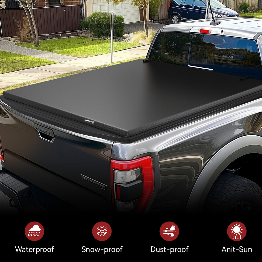 YITAMOTOR® Soft Quad Fold Truck Bed Tonneau Cover Compatible with 1999-2023 Ford F-250 F-350 F250 F350 Super Duty 8 ft Bed