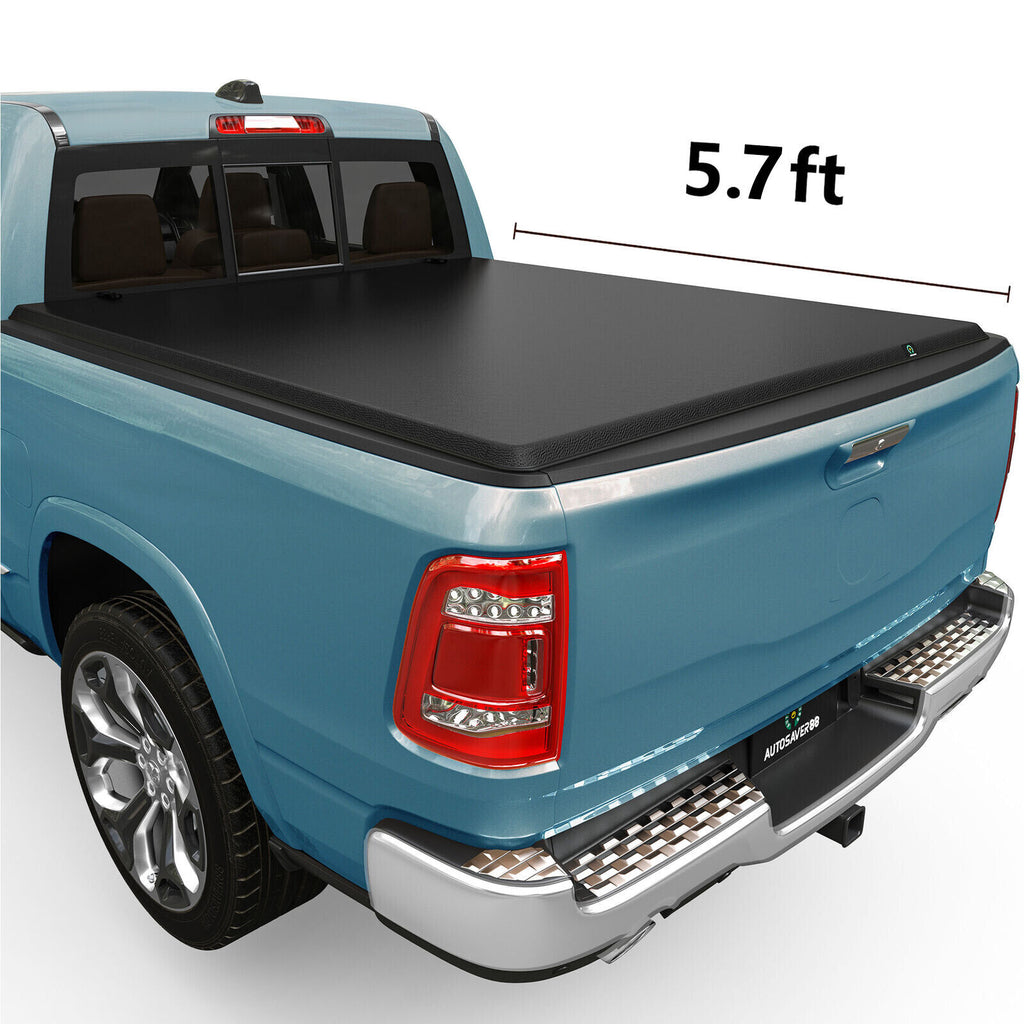 YITAMOTOR® 5.7FT 4-Fold Soft Truck Bed Tonneau Cover For 2009-23 Dodge Ram 1500 Waterproof