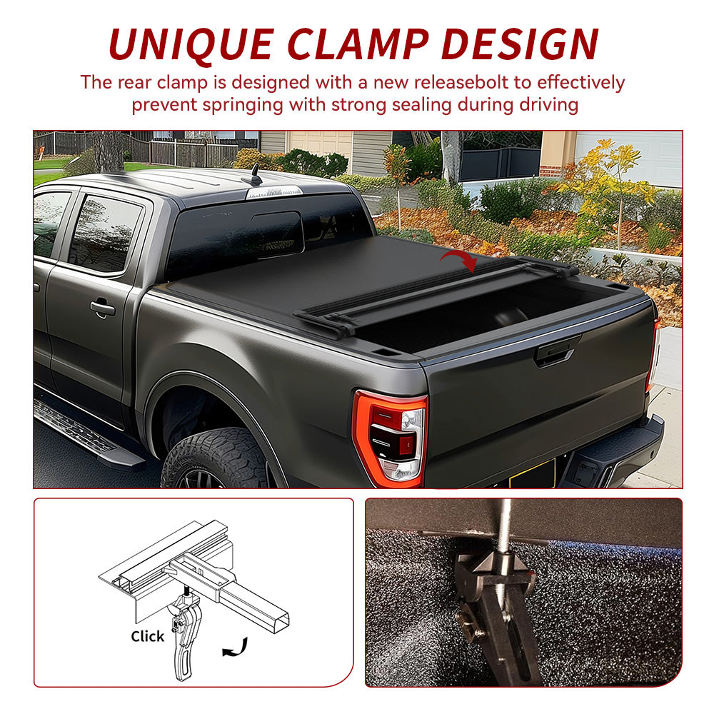 YITAMOTOR® Soft Tri-fold Truck Bed Tonneau Cover Compatible with Jeep Gladiator JT 2020 2021 2022 2023 2024 5 ft Bed with Trail Rail System