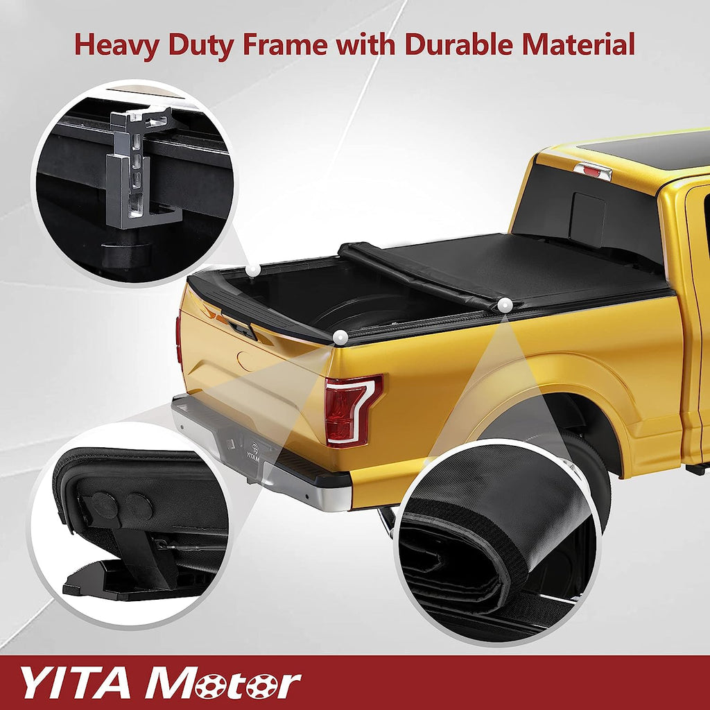 YITAMOTOR® Soft Roll Up Truck Bed Tonneau Cover Compatible with 2019-2025 Dodge Ram 1500 New Body Style 6.4 ft Bed Without Rambox