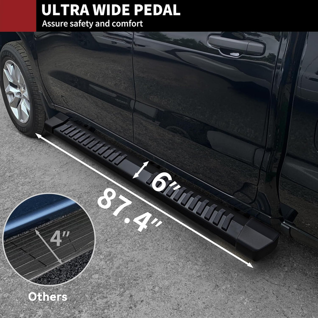 YITAMOTOR®  6 Inches Running Boards Compatible with 2019-2024 Chevy Silverado/GMC Sierra 1500 Crew Cab, 2020-2024 2500HD 3500HD Crew Cab Side Steps Textured Black Nerf Bars(Excl. 2019 1500 LD)