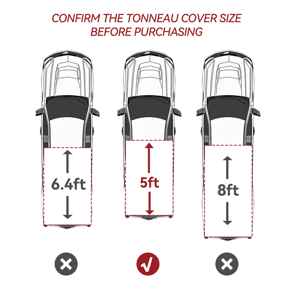 YITAMOTOR® 5 ft Truck Bed Tonneau Cover Hard 3-Fold for 2016-2023 Toyota Tacoma w/ Lamp