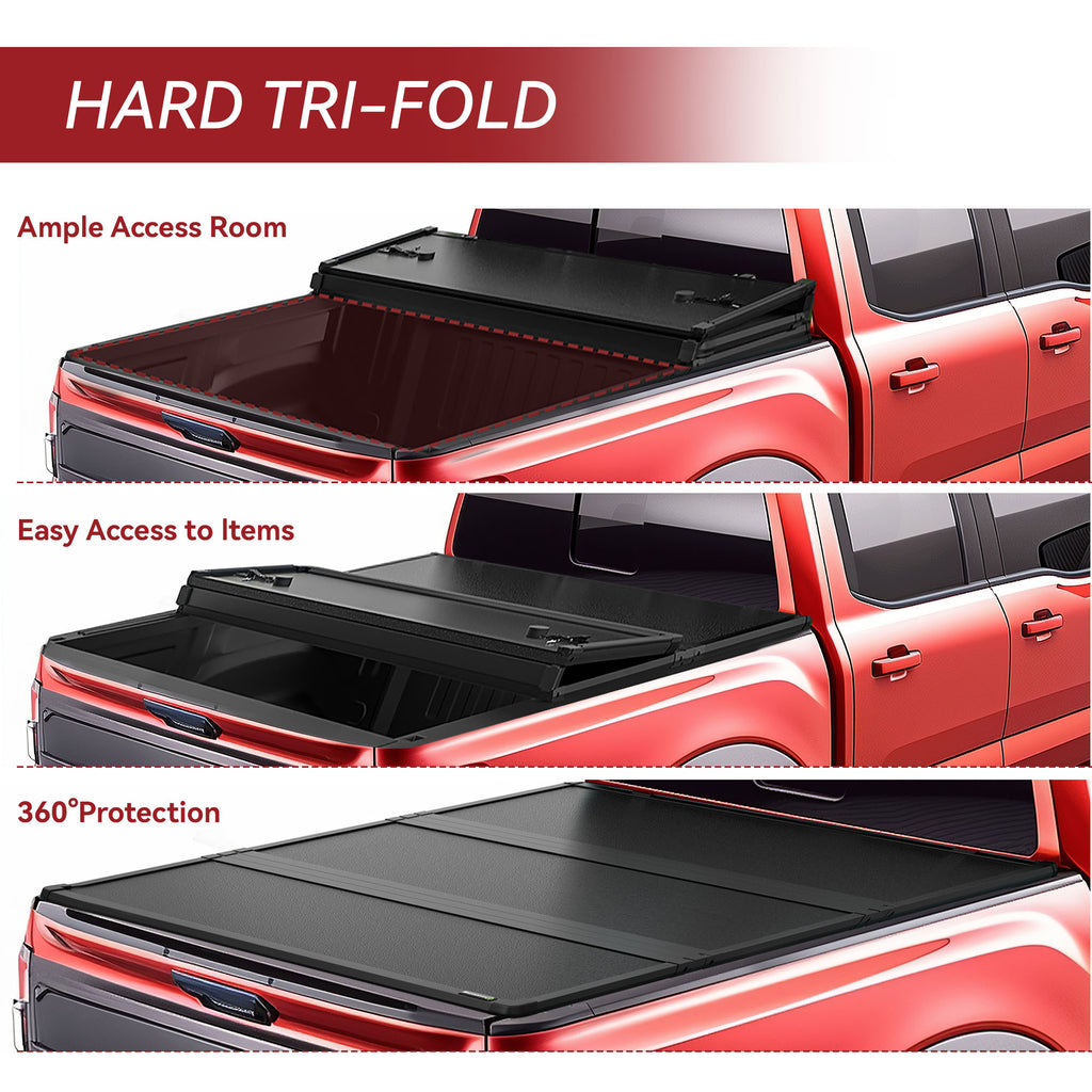 YITAMOTOR® 5.8ft Hard Tri-Fold Tonneau Cover for 2019-2024 Chevy Silverado & GMC Sierra 1500 Truck Bed