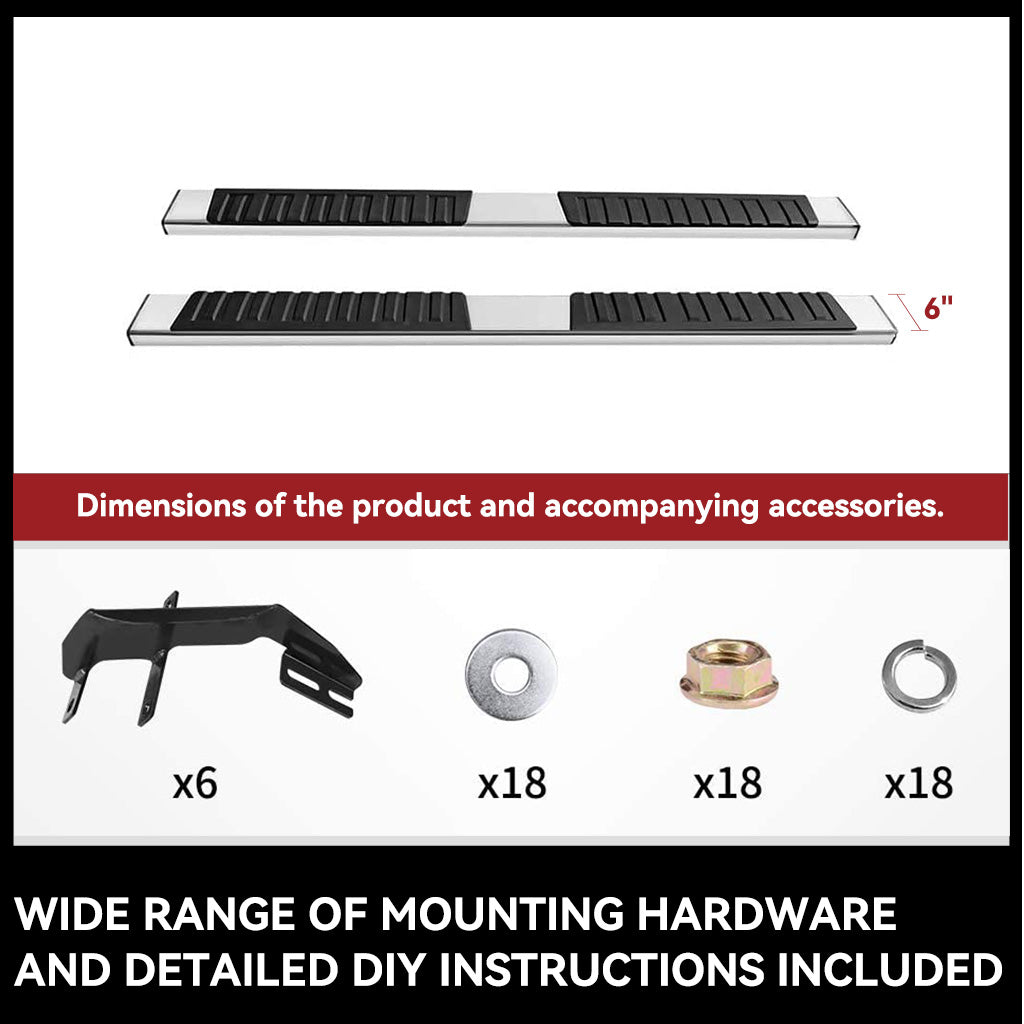 YITAMOTOR® 6 inches Running Boards Compatible with 2019-2025 Dodge Ram 1500 Quad Cab/Extended Cab New Body Style Side Step Nerf Bars (Exclude Classic), Chrome