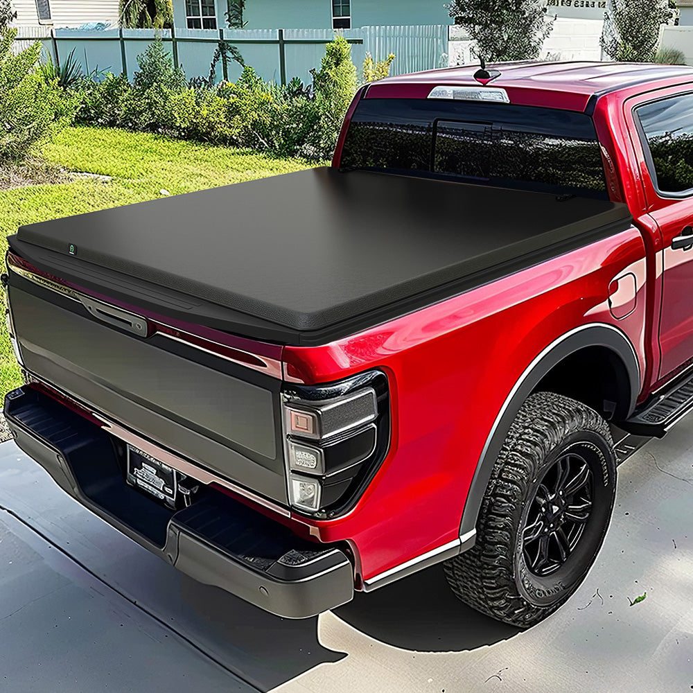 YITAMOTOR® Soft Tri-fold Truck Bed Tonneau Cover Compatible with Jeep Gladiator JT 2020 2021 2022 2023 2024 5 ft Bed with Trail Rail System