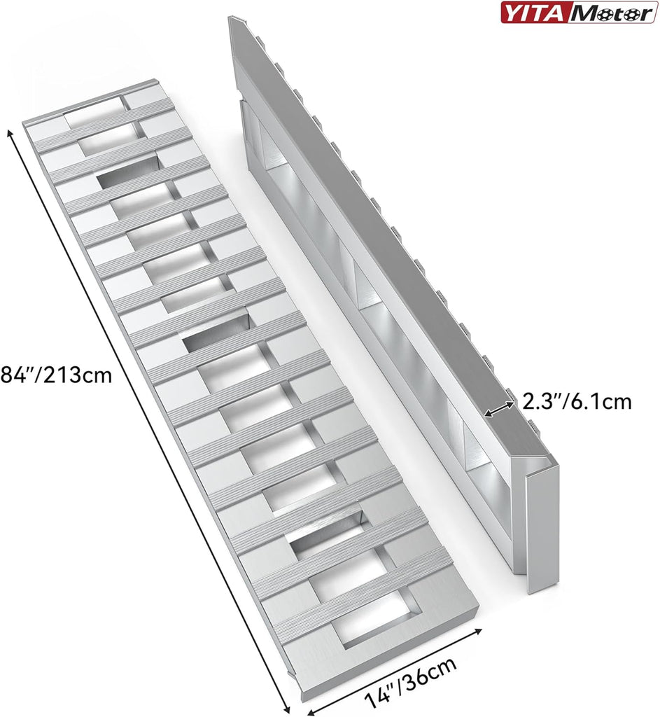 YITAMOTOR® 2pcs 6000lbs 84" x 14" Aluminum Trailer Ramps, Loading Ramps Car ATV Truck Auto Hauler Knife & Hook Ends