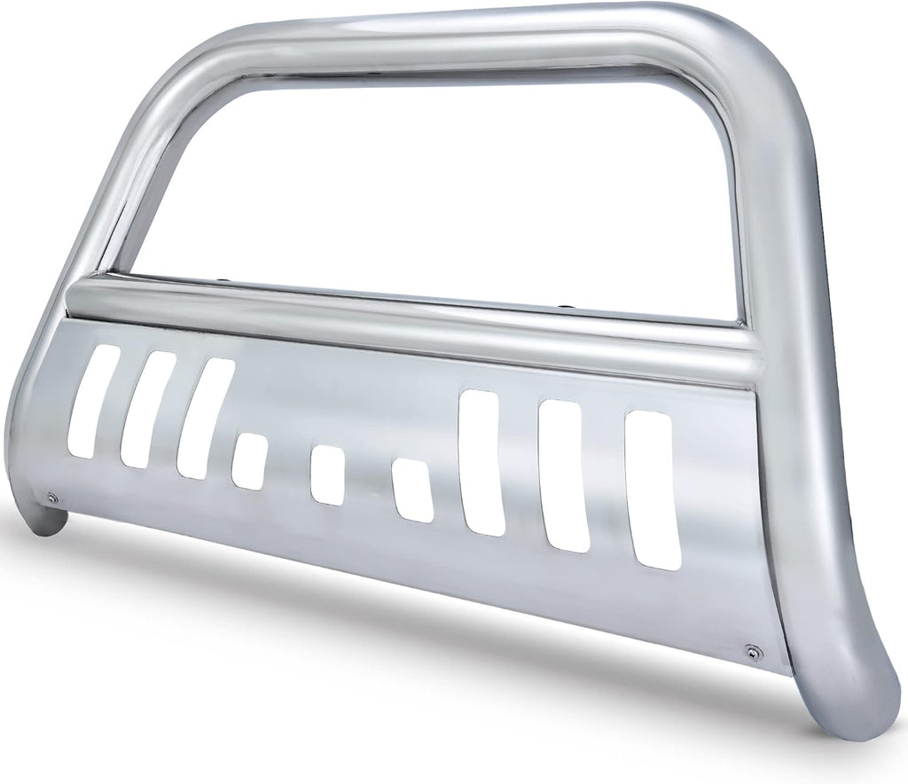 YITAMOTOR® Bull Bar Compatible for 2007-2021 Toyota Tundra/2008-2022 Sequoia, 3" Stainless Steel Tubing Brush Push Bar Front Bumper Grille Guard - Chrome