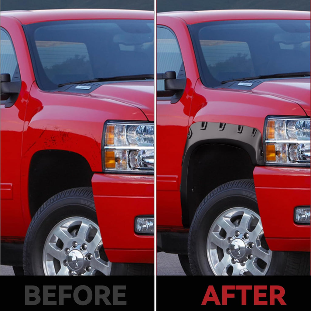 YITAMOTOR® 2007-2013 Chevy Silverado 1500, 2007-2014 2500HD 3500HD, 6.5 & 8.1Ft Bed Fender Flares