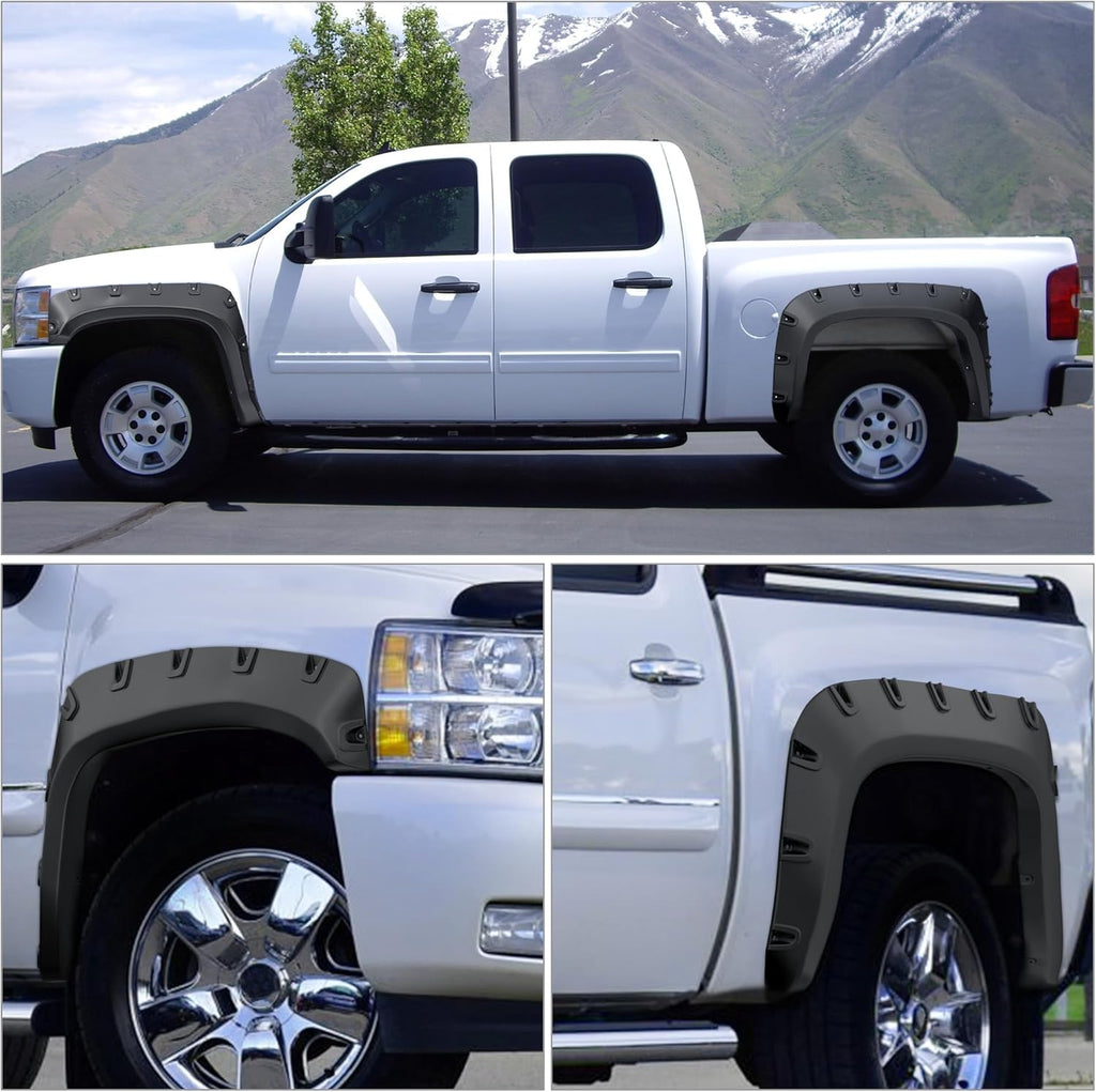 YITAMOTOR® 2007-2013 Chevy Silverado 1500, 2007-2014 2500HD 3500HD, 6.5 & 8.1Ft Bed Fender Flares