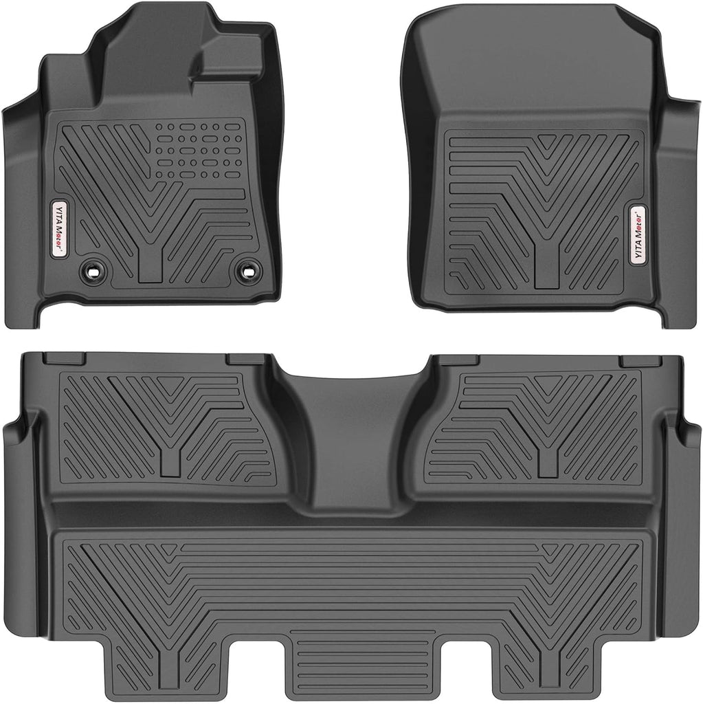 YITAMOTOR® Floor Mats Compatible with 2014-2021 Toyota Tundra CrewMax Cab (with Coverage Under 2nd Row Seat), Custom Fit Black TPE Floor Liners, 1st & 2nd Row All-Weather Protection