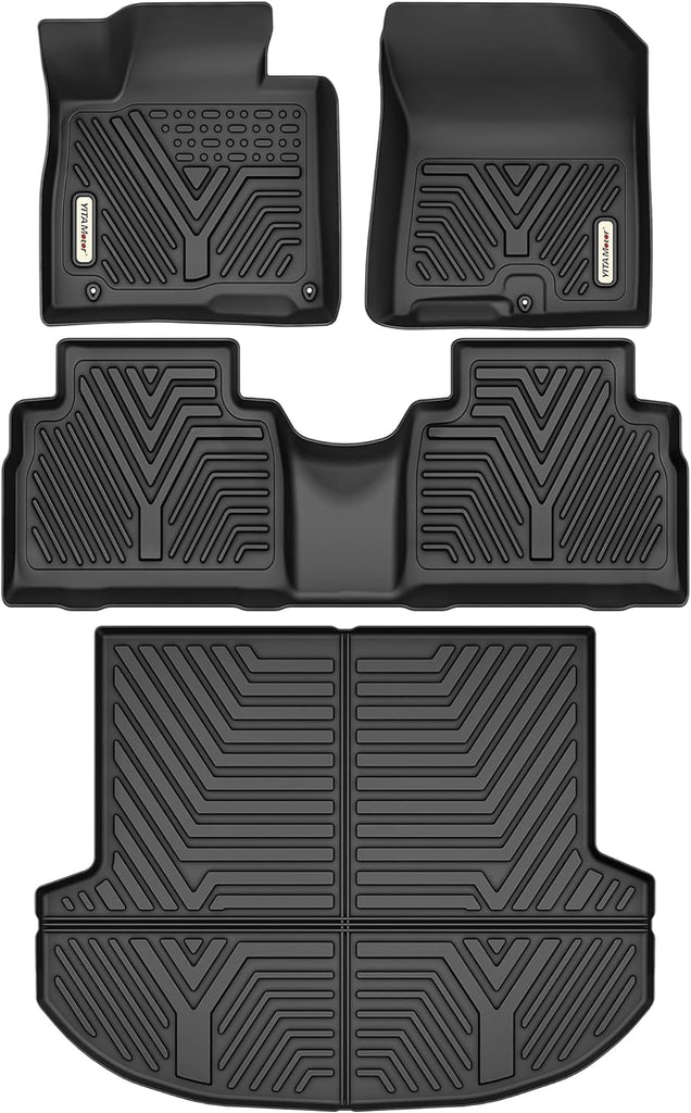 YITAMOTOR® Floor Mats Fit for 2021-2023 Hyundai Santa Fe Includes 2 Rows and Cargo Liner Set,TPE All-Weather Floor Mat Set Liners, Black