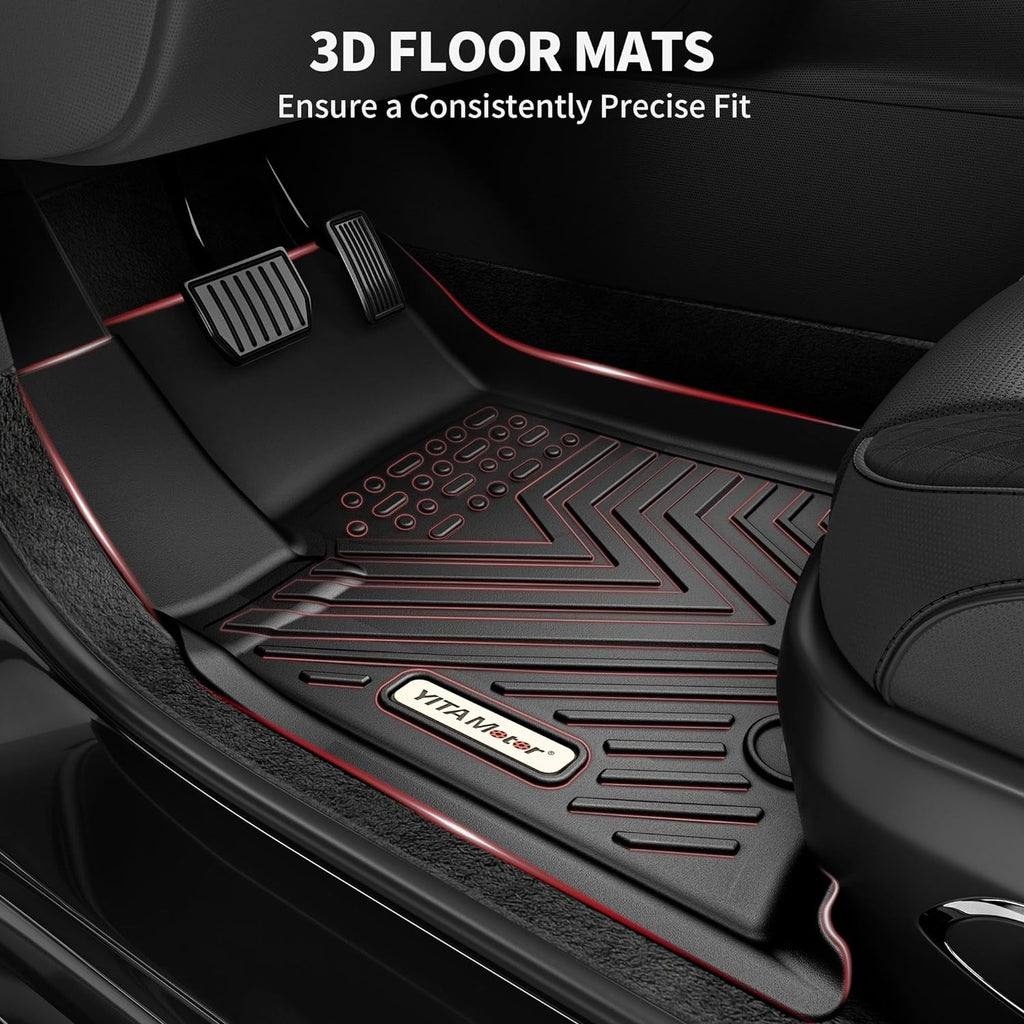 YITAMOTOR® Floor Mats Fit for 2021-2023 Hyundai Santa Fe Includes 2 Rows and Cargo Liner Set,TPE All-Weather Floor Mat Set Liners, Black