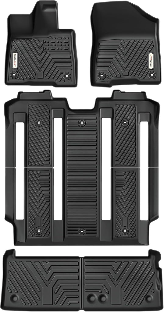 YITAMOTOR® Floor Mats & Cargo Liner Fit for Toyota Sienna 2021-2024 (Only for 7 Seat without Spare Tire), TPE All Weather Car Liners 1st, 2nd and 3rd Row and Trunk without Spare Tire, Black