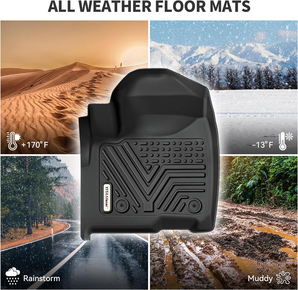 YITAMOTOR® All-Weather Floor Mats & Cargo Liner for 2021-2024 Toyota Sienna (7-Seat, No Spare Tire), TPE Liners for 1st, 2nd, 3rd Row & Trunk, Black