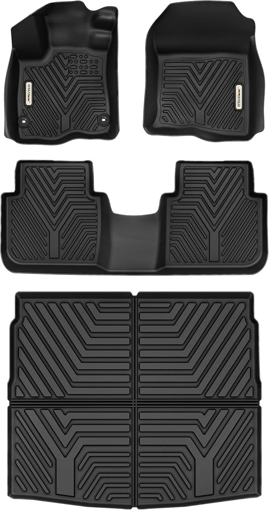 YITAMOTOR® Floor Mats & Cargo Liner for Honda CRV 2025 2024 2023 (Not Fit for Hybrid) All Weather Car Mat for Honda CR-V Accessories Front Rear Cargo Liner Set TPE, Anti-Slip Cargo Tray in Highest Position