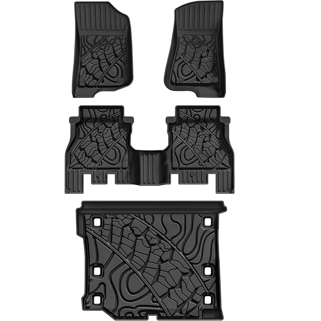 YITAMOTOR® Floor Mats & Cargo Mats for 2018-2024 Jeep Wrangler JL Unlimited 4-Door with Subwoofer (Non JK or 4XE), TPE All-Weather Front Rear Row Floor Liners Cargo Liners Car Mats Full Set, Black