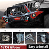 YITAMOTOR® Front Bumper Compatible with 2007-2018 Jeep Wrangler JK & JKU Unlimited, Rock Crawler Bumpers w/Winch Plate & License Plate Bracket & LED Lights & D-Rings & Paintable Trim