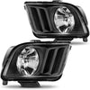 YITAMOTOR® Conjunto de faros delanteros para Ford Mustang 2005-2009, carcasa negra, lente transparente, estilo OE 