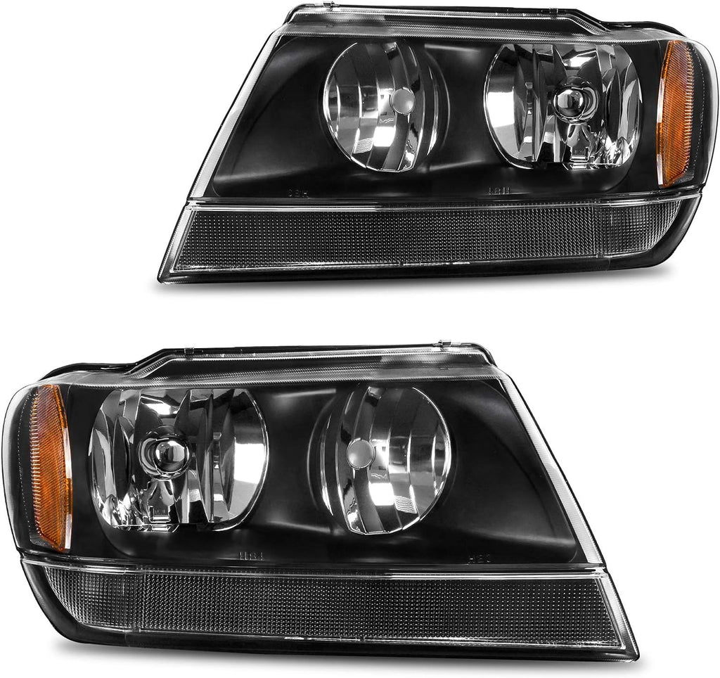 YITAMOTOR® 1999-2004 Jeep Grand Cherokee Conjunto de faros delanteros OE con carcasa negra