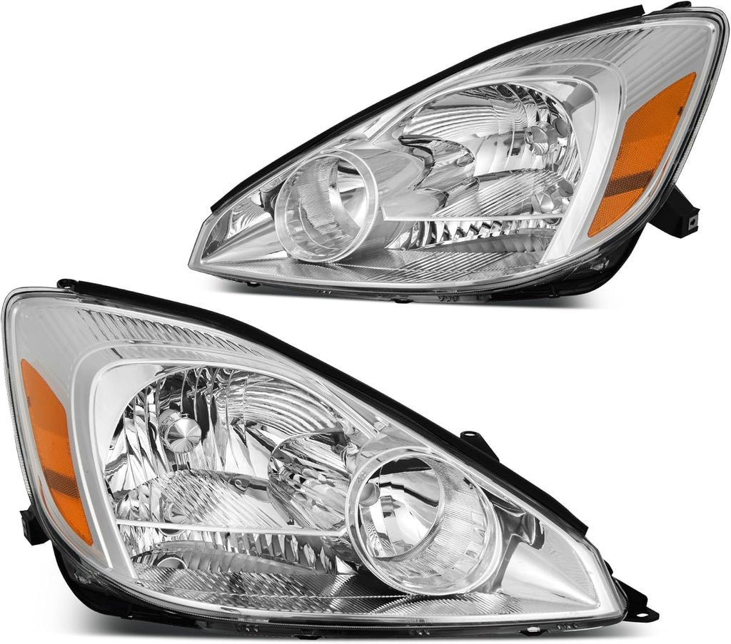 YITAMOTOR® Headlight Assembly Compatible with 2004 2005 Toyota Sienna Replacement Headlamp Chrome Housing Left and Right Set