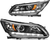 YITAMOTOR® Headlight Assembly Compatible with 2013-2015 Honda Accord Replacement Headlamp Black Housing Left and Right Set