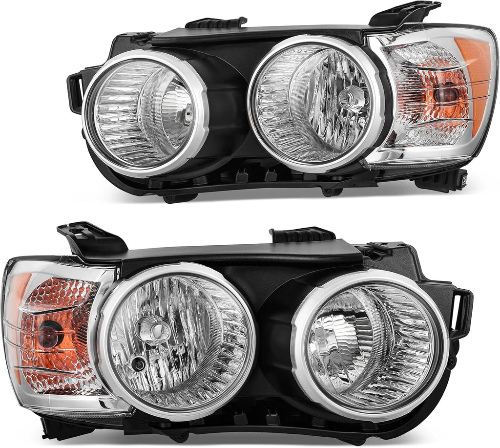 YITAMOTOR® Headlight Assembly Compatible with 2012-2016 Chevy Sonic Replacement Headlamp Black Housing Left and Right Set