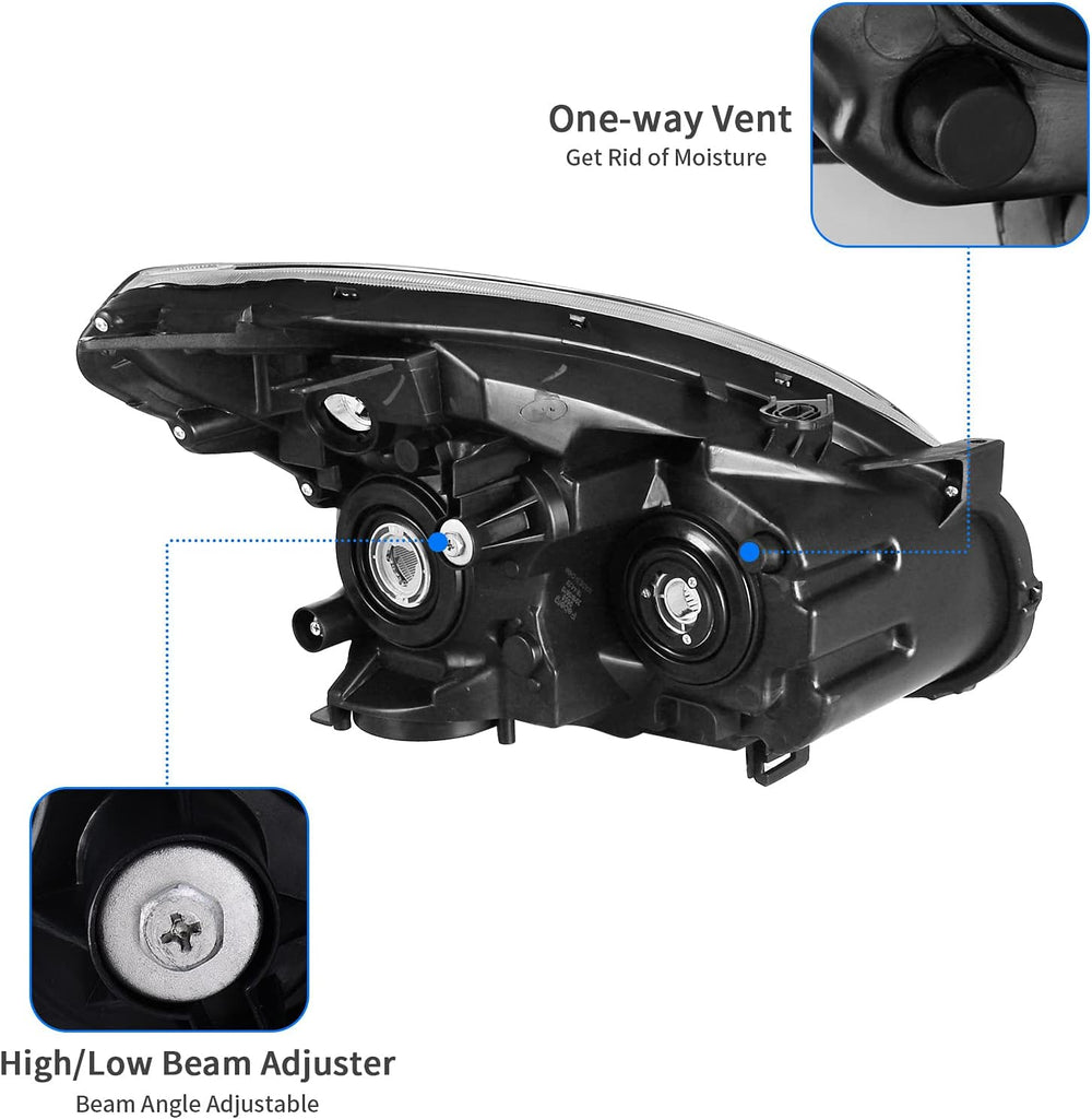 YITAMOTOR® Headlights Assembly Compatible with 2008-2013 Nissan Rogue Headlamp Replacement Pair Driver and Passenger Side