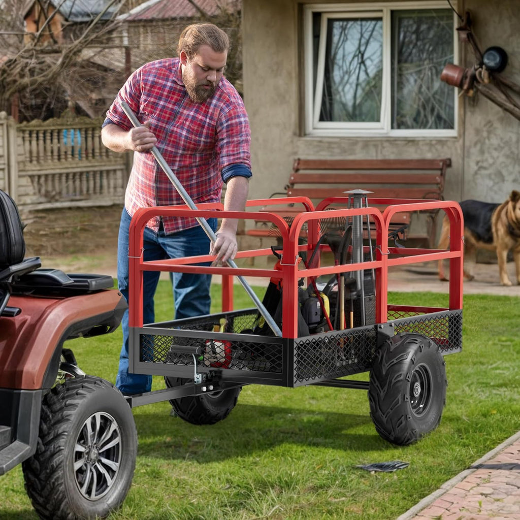 YITAMOTOR® Heavy Duty ATV Trailer Dump Cart Tow Behind, 1500lbs 15 Cubic Feet, Yard Garden Trailer Pull Behind Dump Trailer for Lawn Mower Tractor