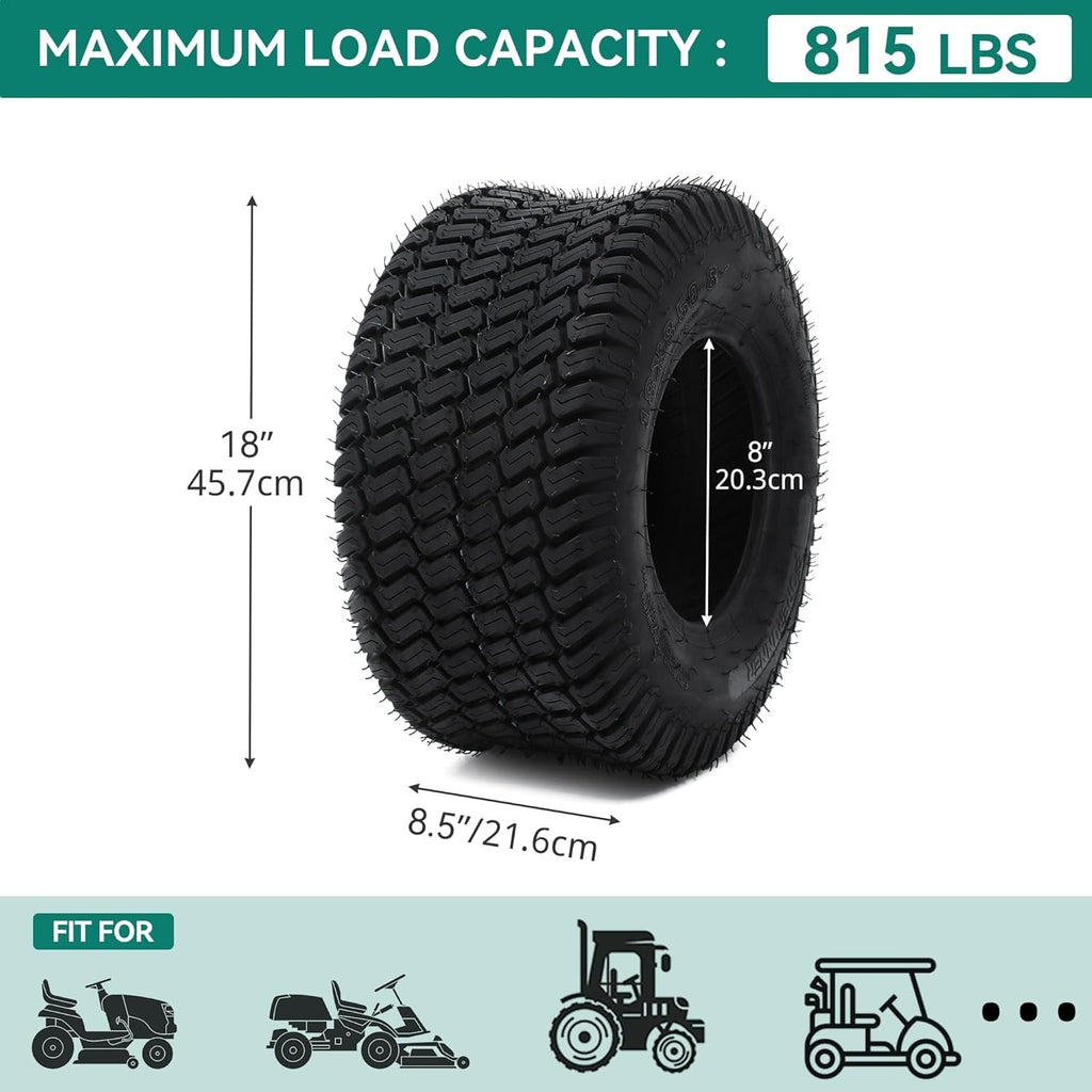 YITAMOTOR® 18x8.50-8" Lawn Mower Tires, Suitable for Lawnmowers, Motorcycles, Garden Tractors, Golf Carts, and Farm Equipment, 4Ply, Set of 2