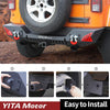 YITAMOTOR® Rear Bumper Compatible with 2007-2018 Jeep Wrangler JK & JK Unlimited (2/4 Doors), Rock Crawler Bumpers w/ 2" Hitch Receiver & D-Rings & Paintable Trim，Upgraded Textured Black