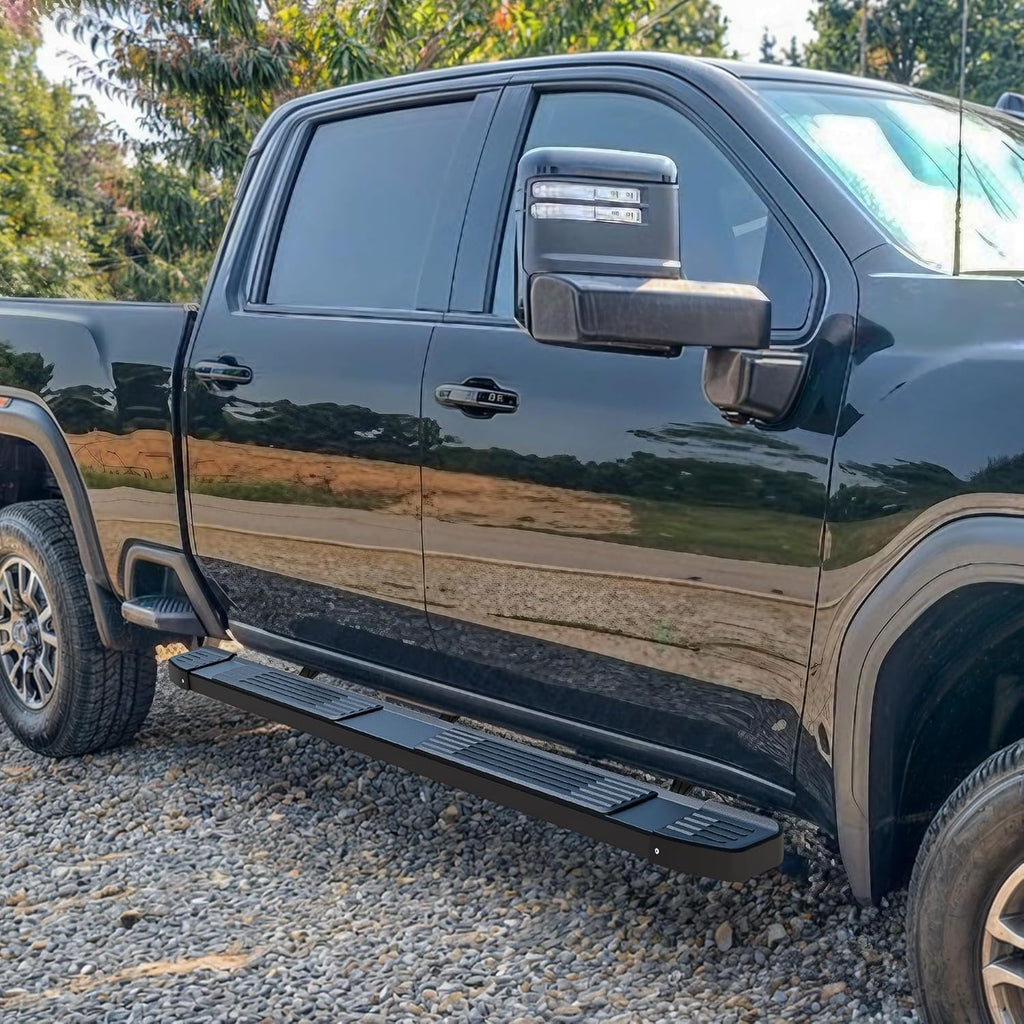 YITAMOTOR® 6 Inches Running Boards Compatible with 2007-2018 Chevy Silverado/GMC Sierra 1500, 2007-2019 2500HD 3500HD, 2019 LD/Limited Crew Cab, Stainless Steel Side Steps Black Nerf Bars