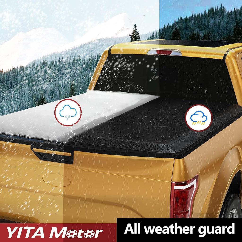 YITAMOTOR®  Soft Tri-Fold Truck Bed Tonneau Cover Compatible with Toyota Tundra 2022 2023 2024 2025 (Excl. Trail Edition), 5.5 ft Bed with Deck Rail System