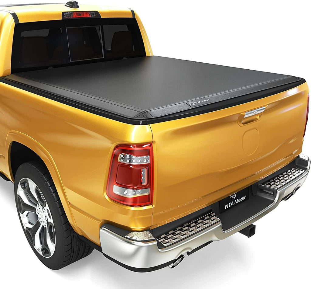 YITAMOTOR® Soft Quad Fold Truck Bed Tonneau Cover Compatible with 2003-2024 Dodge Ram 2500 3500, Fleetsdie 8 ft Bed Without Rambox