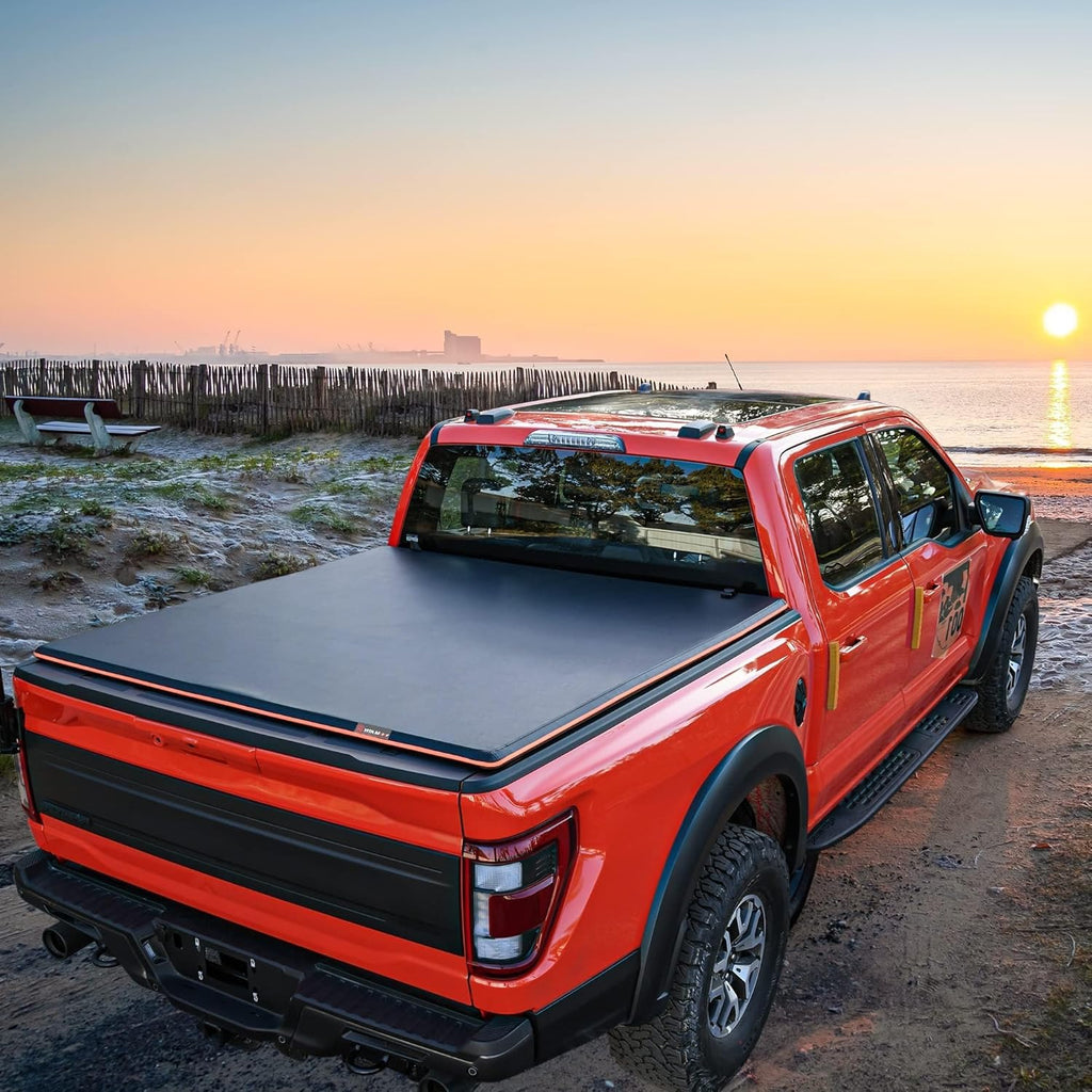 YITAMOTOR® Soft Tri-fold Truck Bed Tonneau Cover Compatible with 2005-2024 Nissan Frontier(NO México) 5ft Bed, Reflective Strip Style