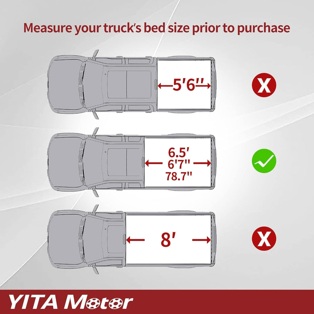 YITAMOTOR® Soft Tri-fold Truck Bed Tonneau Cover Compatible with 2007-2013 Toyota Tundra with Deck Rail System(Excl. Trail Edition), Fleetside 6.5 ft Bed