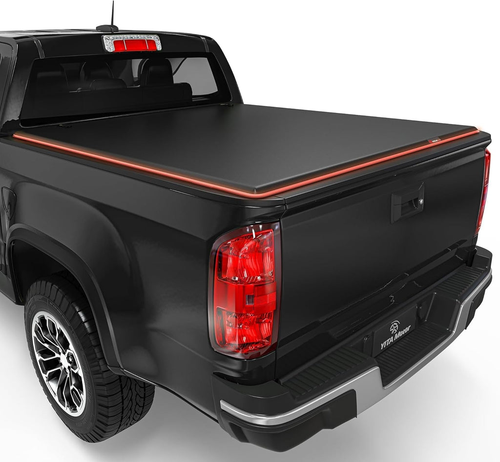 YITAMOTOR® Soft Tri fold Truck Bed Tonneau Cover Compatible with 2015-2024 Chevy Colorado/GMC Canyon 5.2ft Bed, Reflective Strip Style